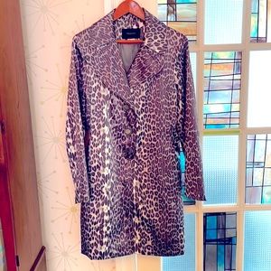 Tahari  animal print trench coat.